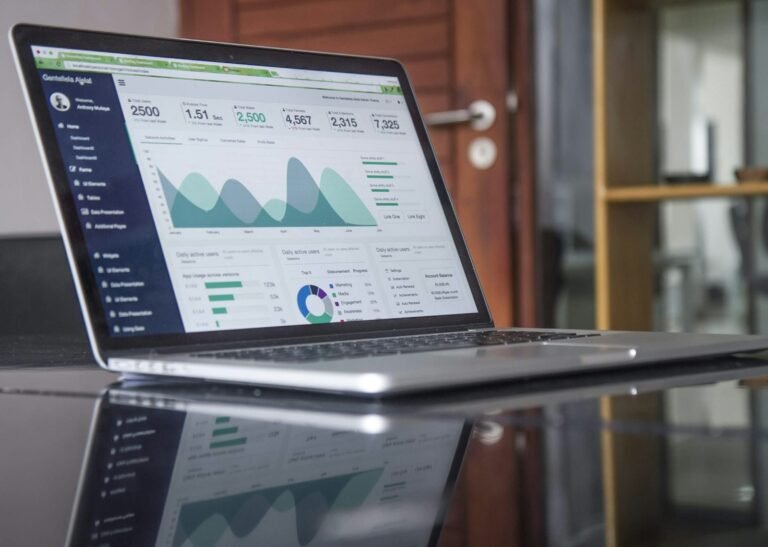 Notebook exibindo painel de estatisticas e dados