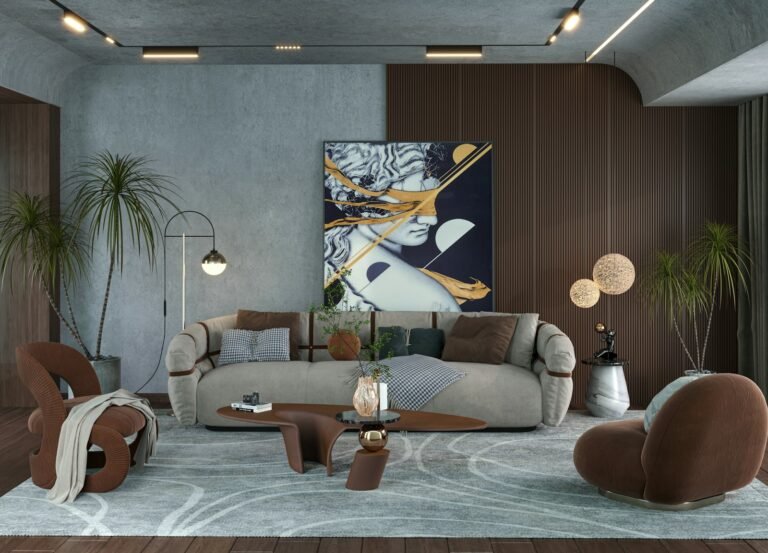 Sala de estar com mobiliario e decoracao planejada