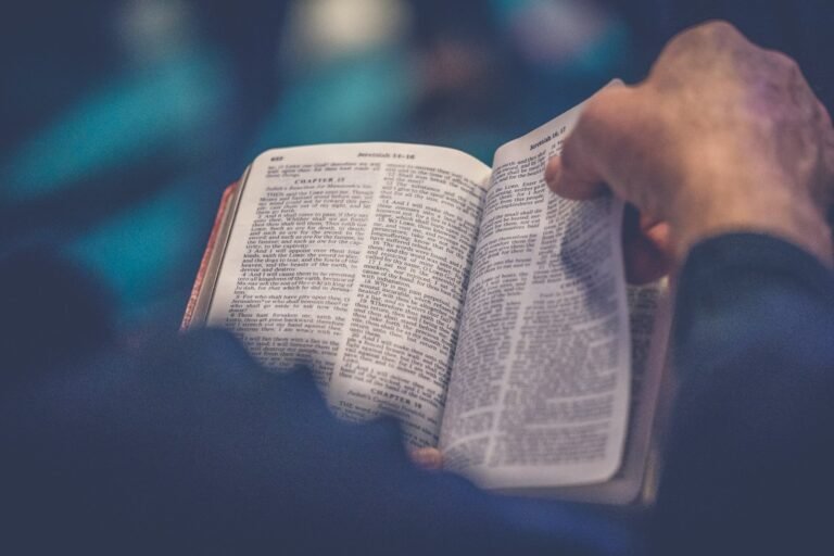 Maos folheando as paginas de uma biblia