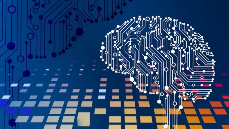 Placa de circuito com um cerebro representando rede neural e inteligencia artificial